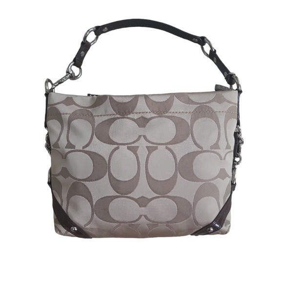 EUC Coach signature Women's metal chain stud shoulder bag & wallet set, tan - Picture 2 of 16